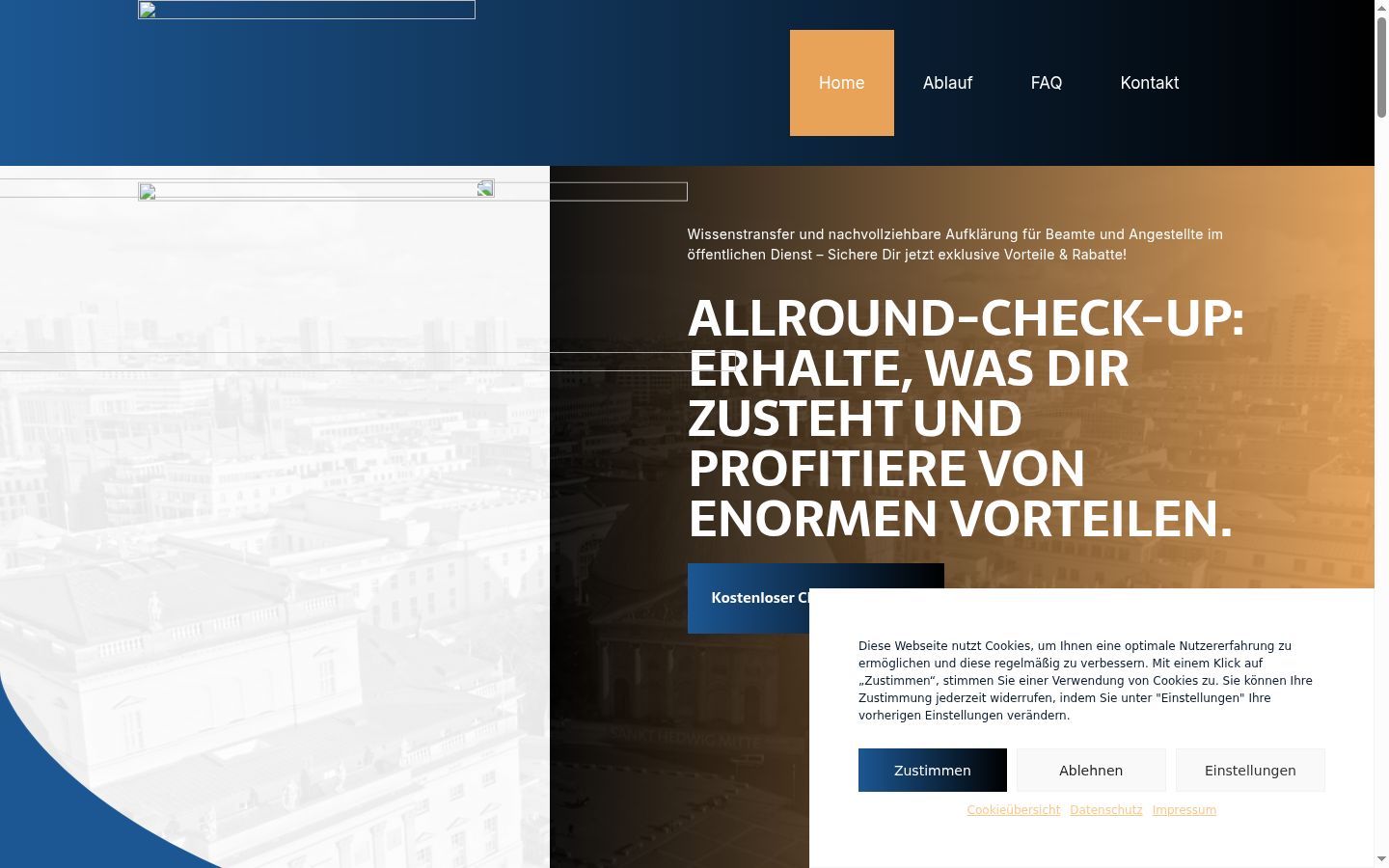 Screenshot del banner di consenso mostrato prima di qualsiasi interazione
