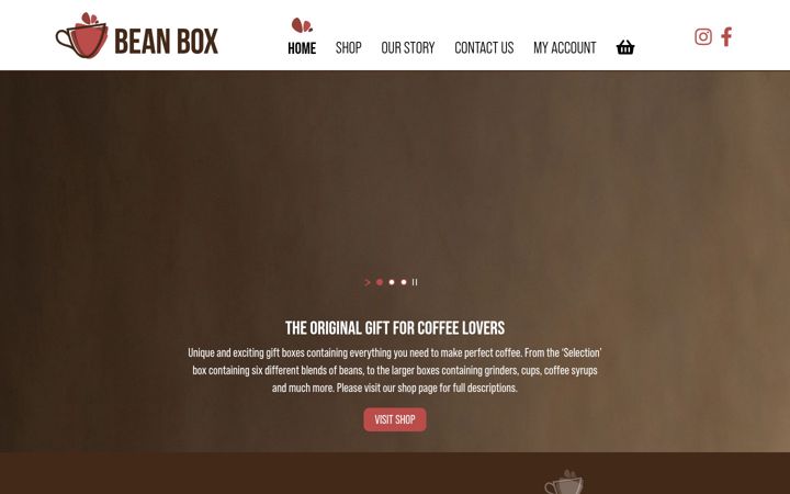 Captura de ecrã de beanbox.co.uk