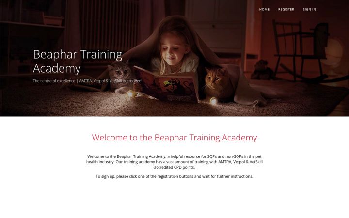 Screenshot of beaphar-training.co.uk