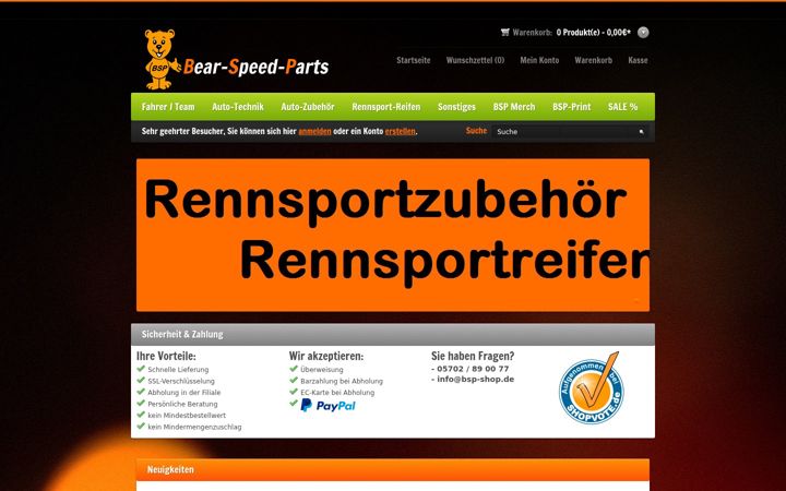 Screenshot of bear-speed-parts.de