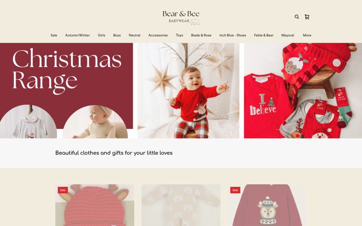 Captura de pantalla de bearandbeebabywear.co.uk