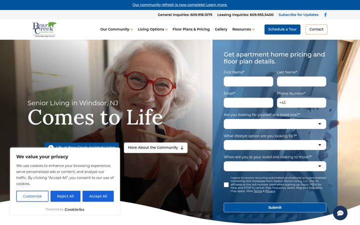 Screenshot of bearcreekseniorliving.com