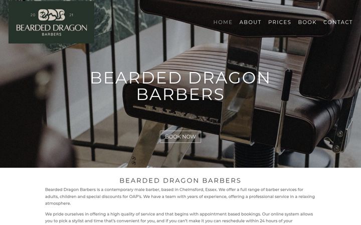 Screenshot of beardeddragonbarbers.co.uk