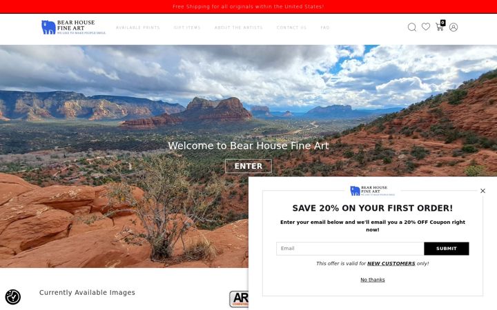 Screenshot of bearhousefineart.com