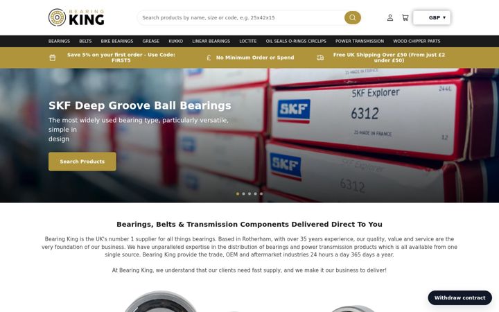 Screenshot of bearing-king.co.uk