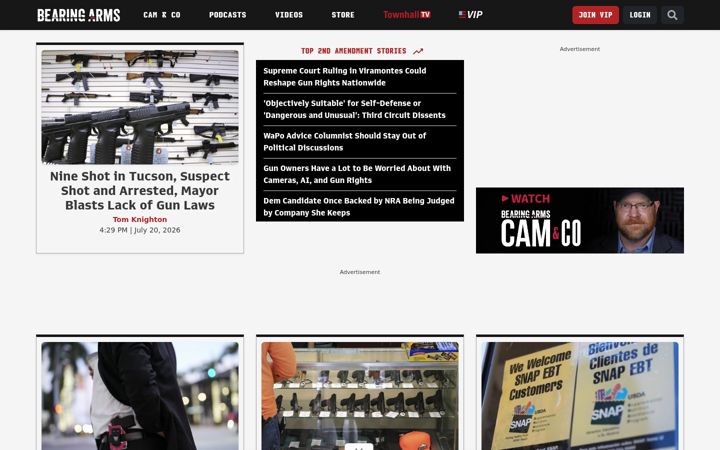 Screenshot of bearingarms.com
