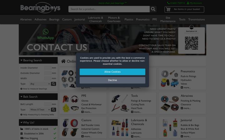 Screenshot von bearingboys.co.uk