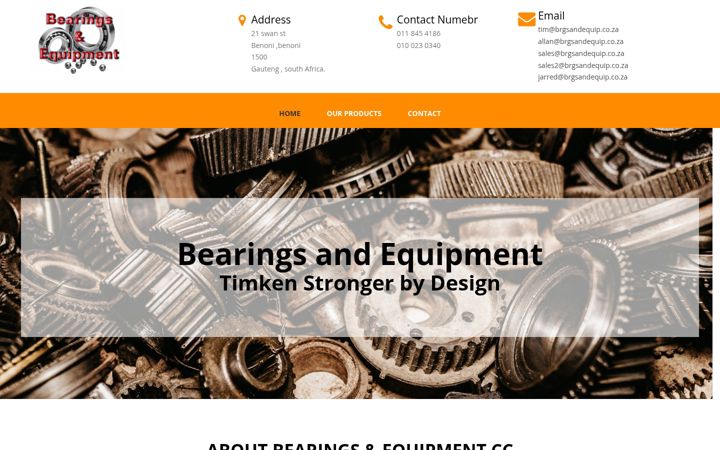 Skærmbillede af bearingsandequipment.co.za