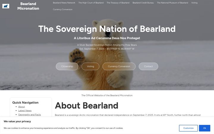 Screenshot of bearlandmicronation.com