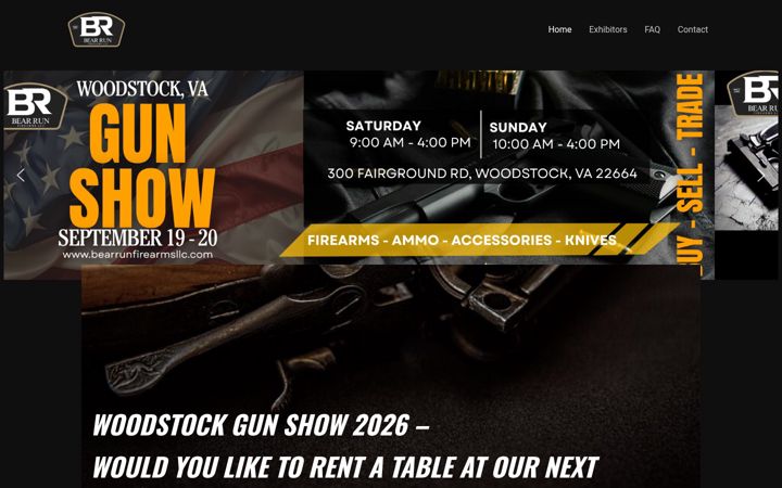 Screenshot of bearrunfirearmsllc.com