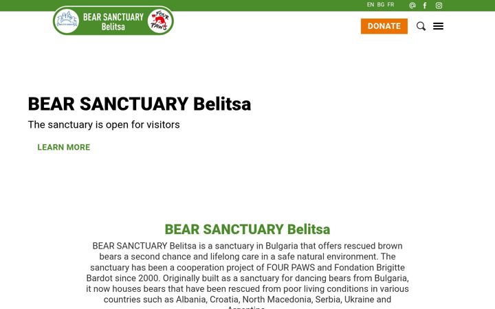 Ekraanipilt saidist bearsanctuary-belitsa.org