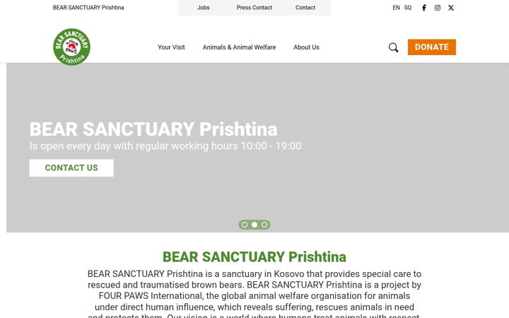 Ekraanipilt saidist bearsanctuary-prishtina.org