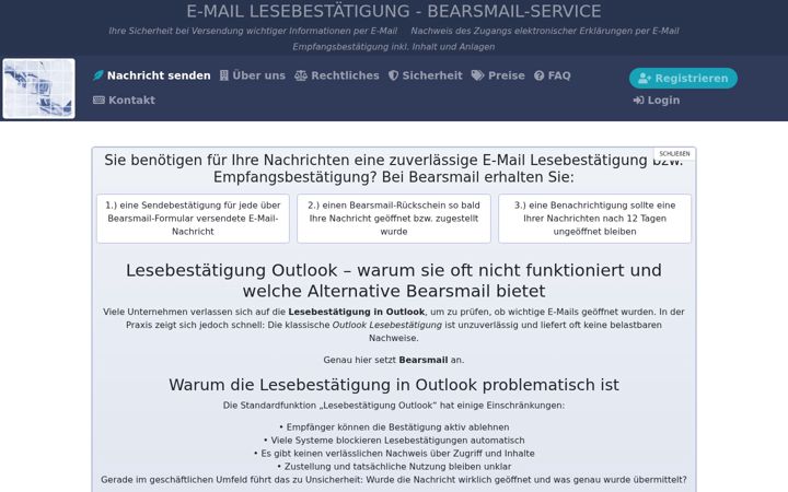 Screenshot van bearsmail.de