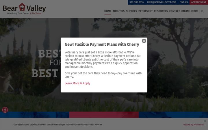 Screenshot of bearvalleyvet.com