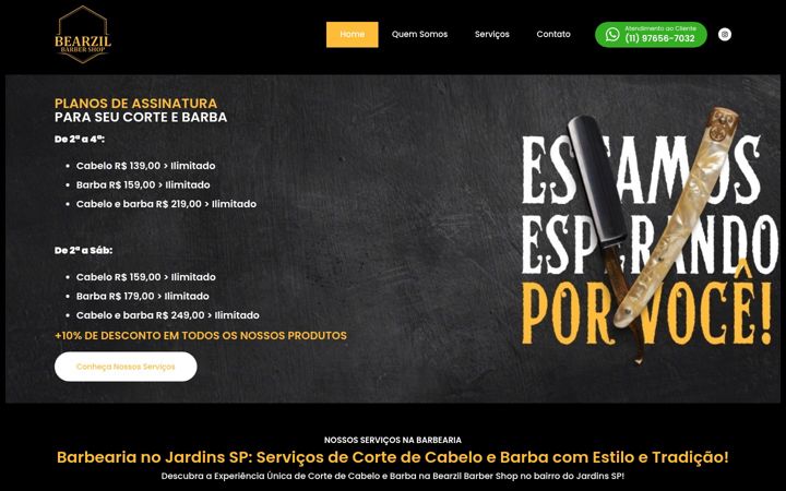 Screenshot of bearzilbarbershop.com.br
