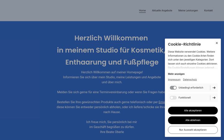Screenshot of beate-oberle-kosmetik.de