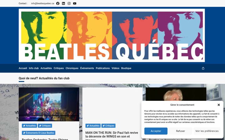 Posnetek zaslona beatlesquebec.ca