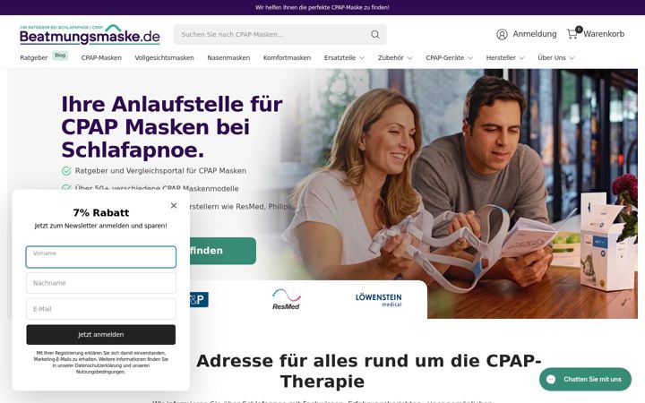 Screenshot of beatmungsmaske.de