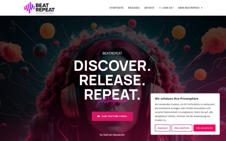 Screenshot stránky beatrepeat.eu