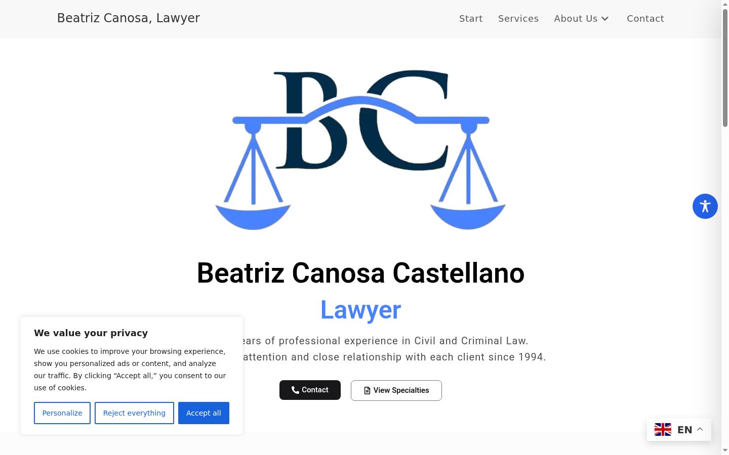 Screenshot of the consent banner shown before any interaction