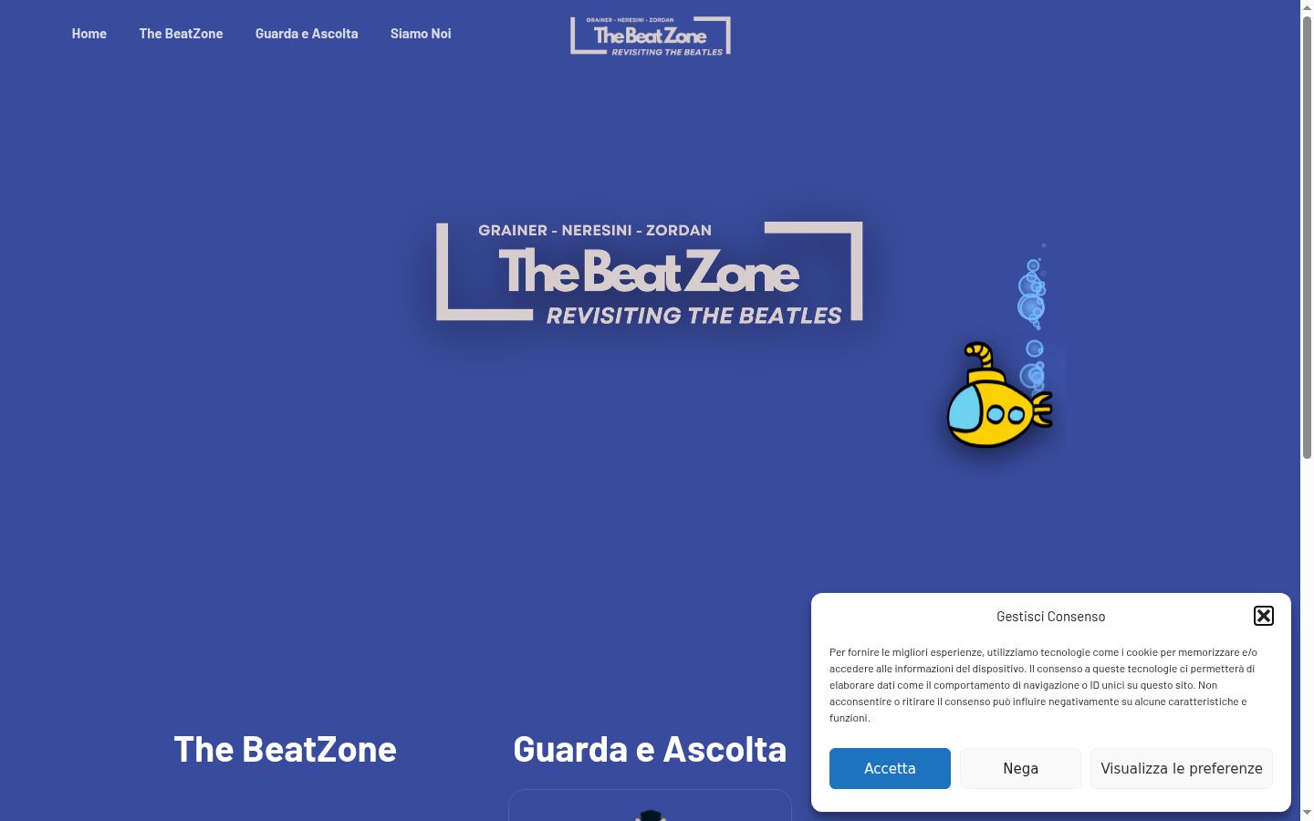 Screenshot del banner di consenso mostrato prima di qualsiasi interazione