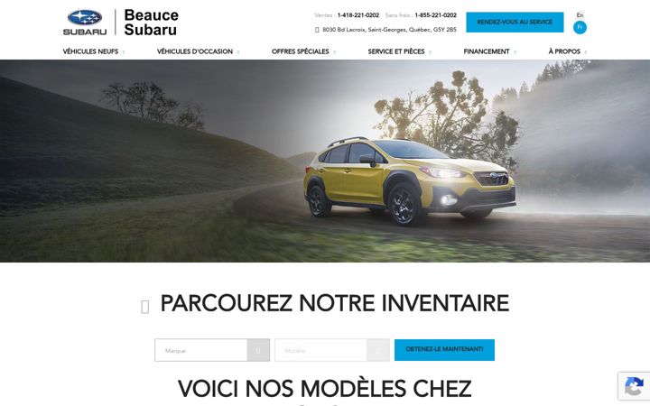 Screenshot of beaucesubaru.com