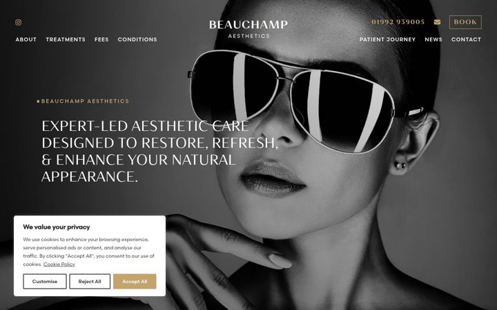 Captura de ecrã de beauchampaesthetics.co.uk