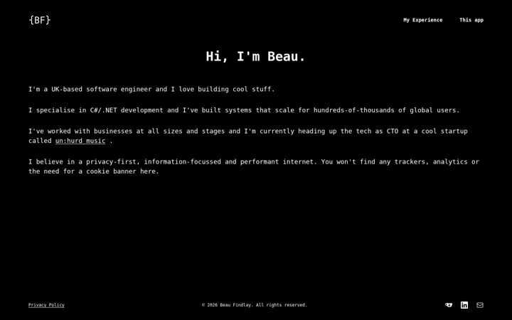 Screenshot of beaufindlay.com