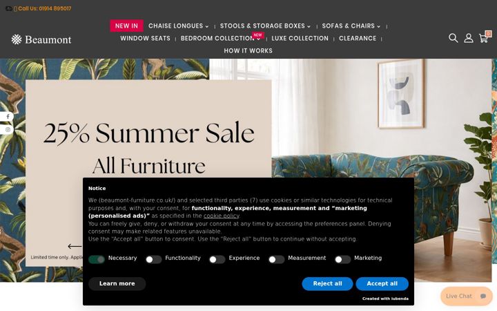 Screenshot of beaumont-furniture.co.uk