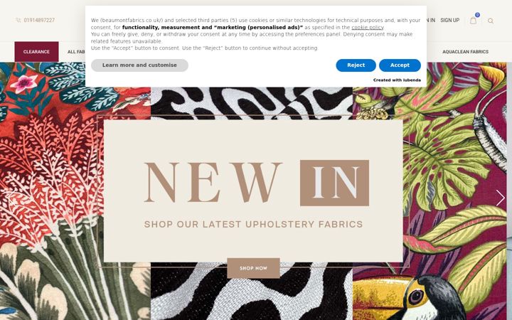 Screenshot of beaumontfabrics.co.uk