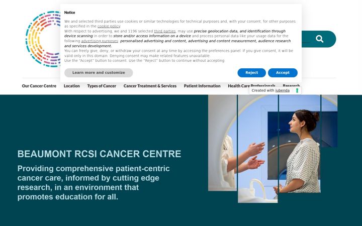 Screenshot of beaumontrcsicancercentre.ie