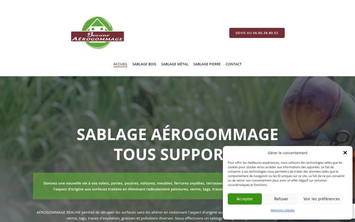 Screenshot of beaune-aerogommage.fr