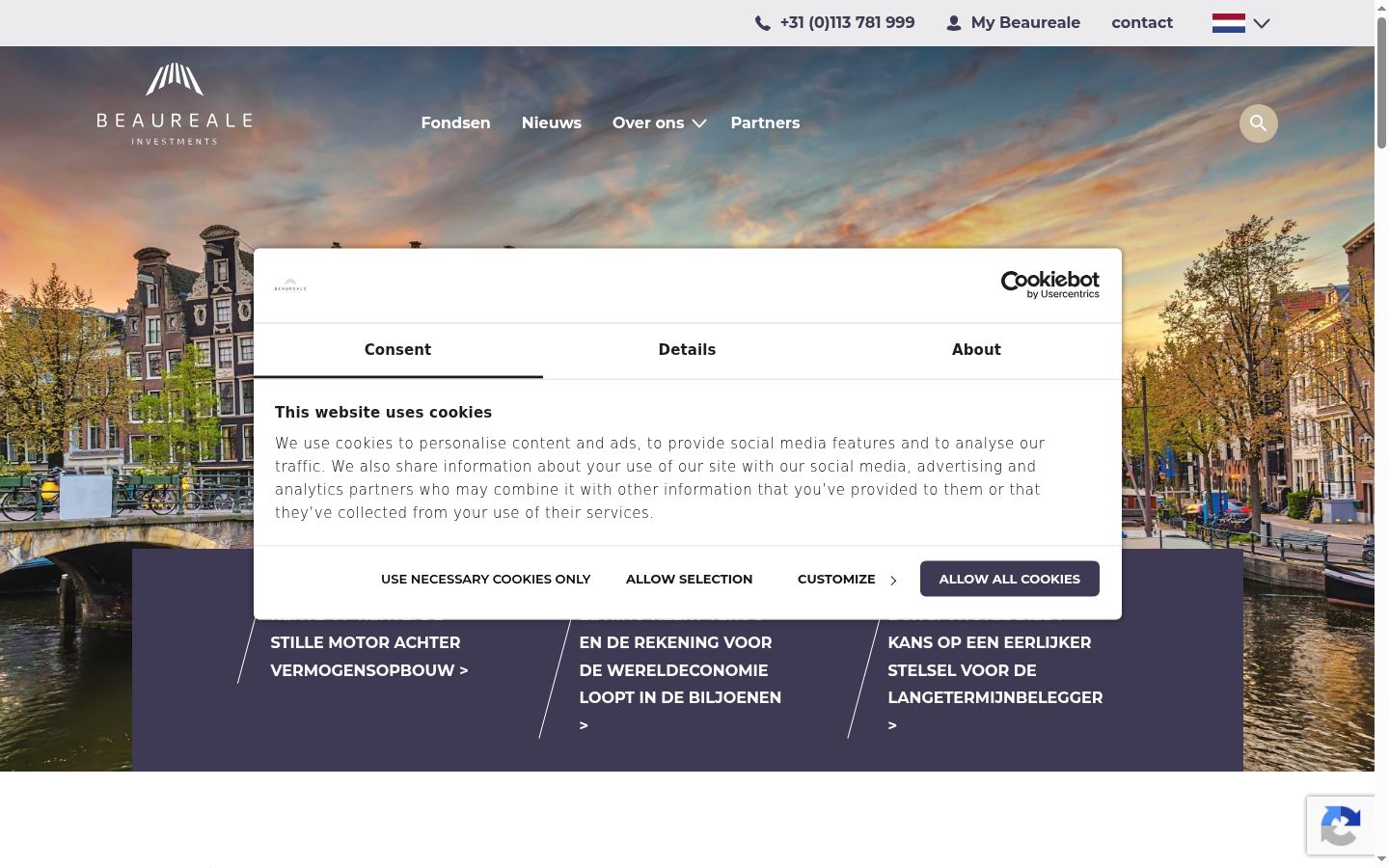 Screenshot of the consent banner shown before any interaction