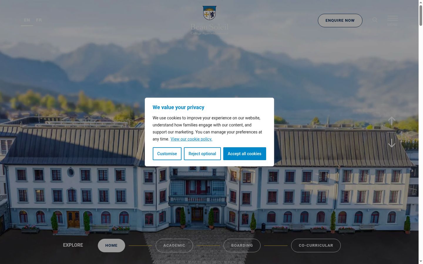Screenshot of the consent banner shown before any interaction