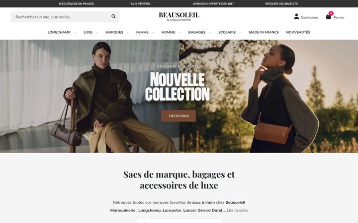 Screenshot of beausoleilmaroquinerie.fr
