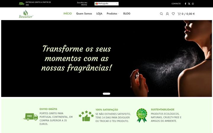 Screenshot stránky beautier.pt