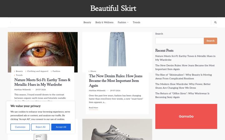 Screenshot of beautifulskirt.net