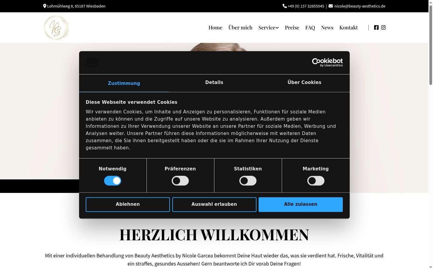 Capture d'écran de la bannière de consentement affichée avant toute interaction