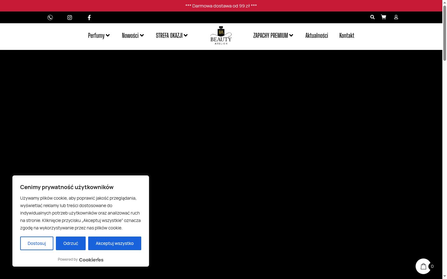 Captura de pantalla del banner de consentimiento mostrado antes de cualquier interacción