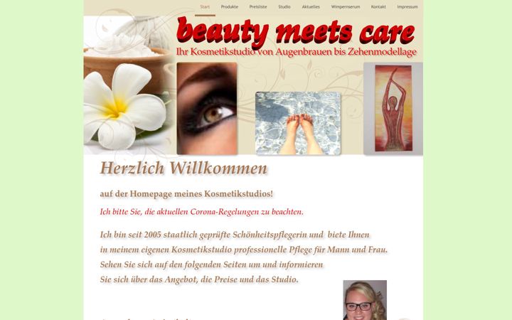 Captura de ecrã de beauty-meets-care.de