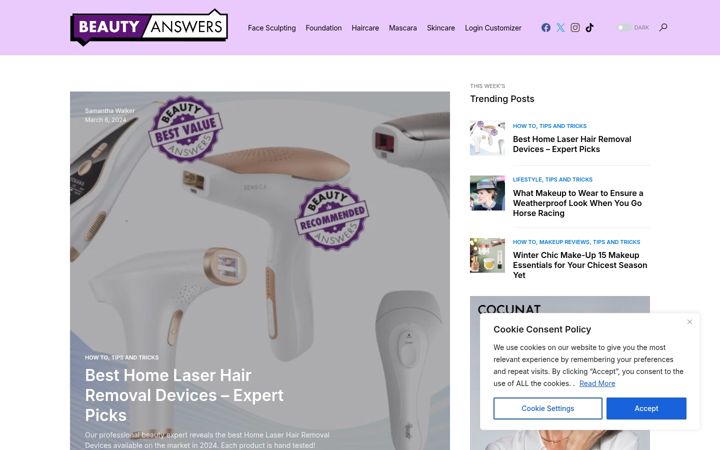 Captura de ecrã de beautyanswers.co.uk