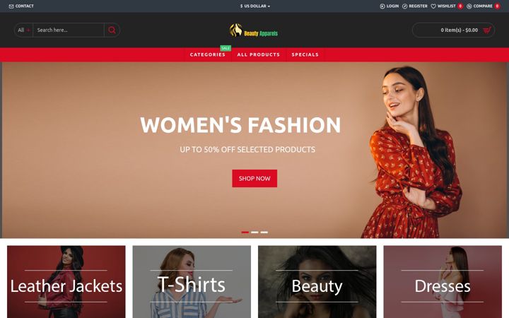 Screenshot of beautyapparels.com
