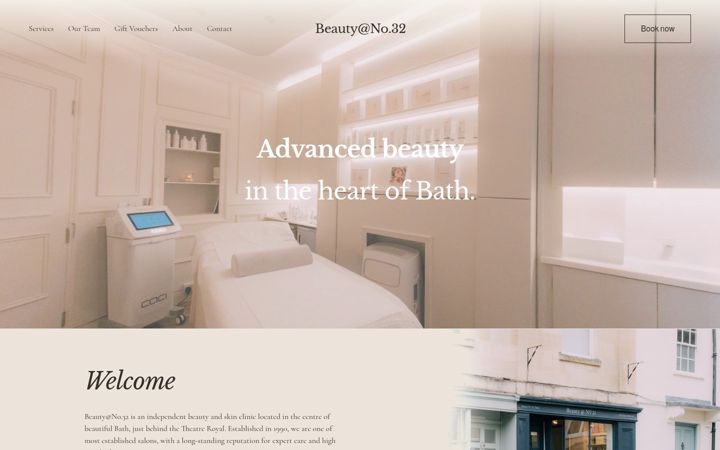Screenshot of beautyatnumber32.co.uk