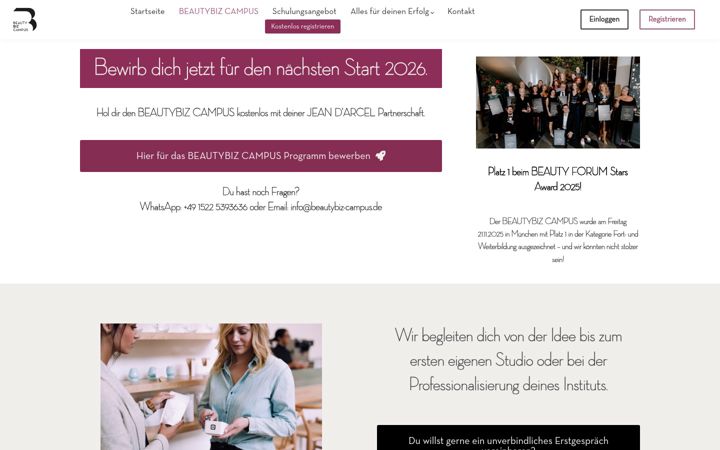 Screenshot of beautybiz-campus.de