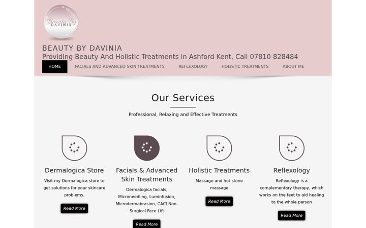 Captura de ecrã de beautybydavinia.co.uk