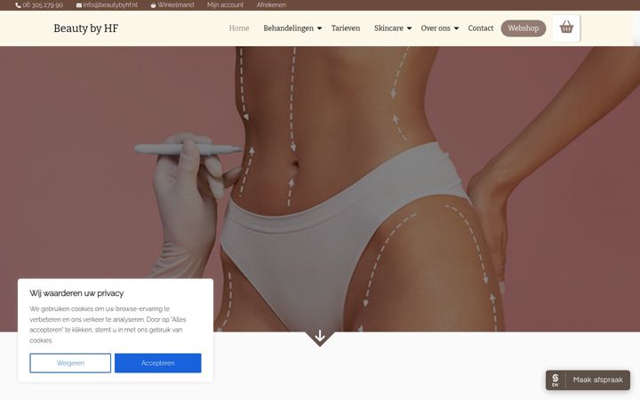 Screenshot of beautybyhf.nl