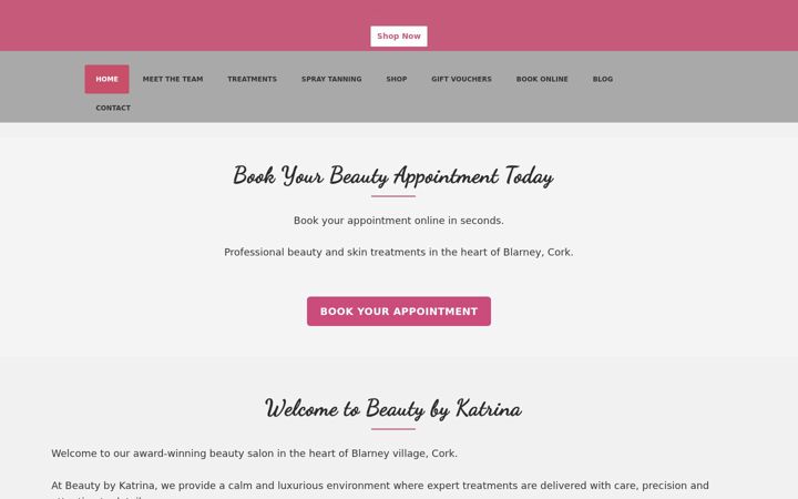 Screenshot of beautybykatrina.ie