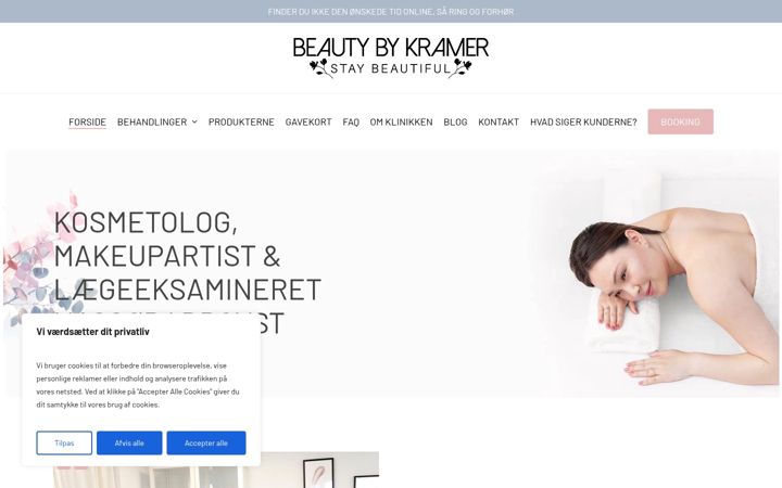 Screenshot of beautybykramer.dk
