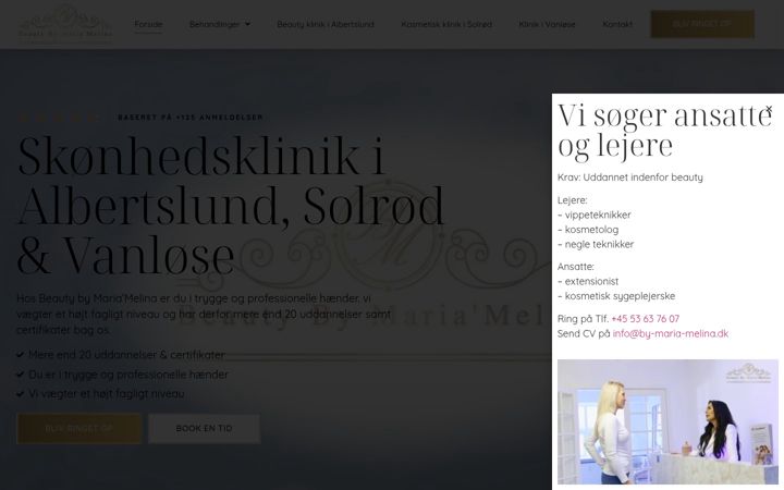 Screenshot of beautybymariamelina.dk