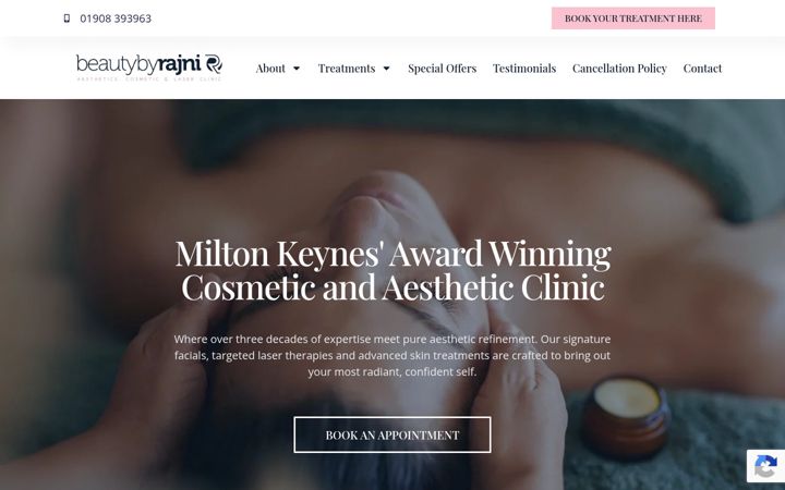 Screenshot of beautybyrajni.co.uk